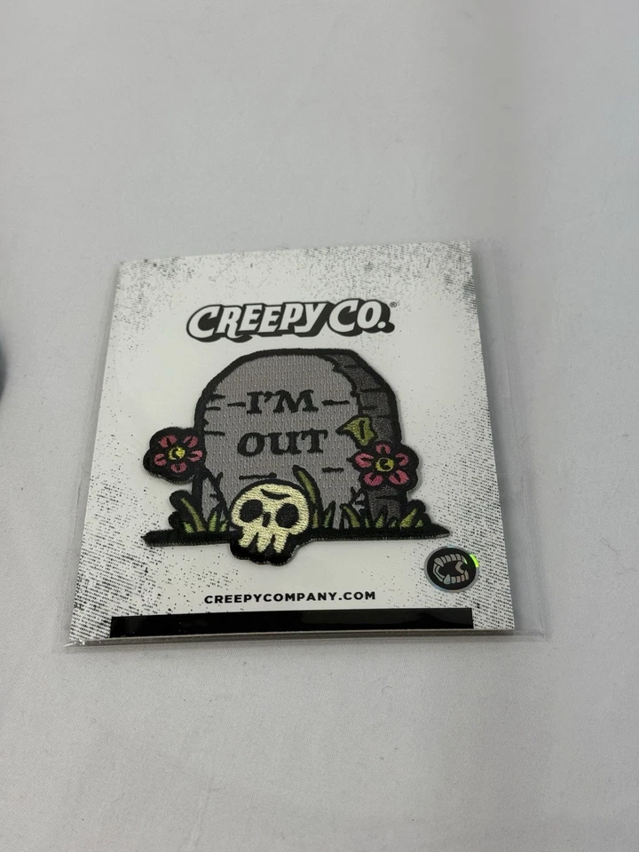 CREEPY CO I'm Out Tombstone Patch Gothic Halloween Horror + Stickers - Image 2 of 4