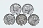 High Grade Lot 1938 1936 1939 1936 1936 Mercury Dime Collection *928