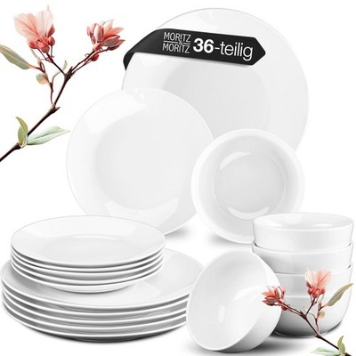 Moritz & Moritz Geschirrset für 12 Personen - 36 teilig - weiss - Basic