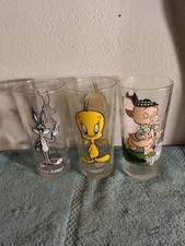 Lot of 3 Vintage Looney Tunes Pepsi Collectible Glasses From The 1970s