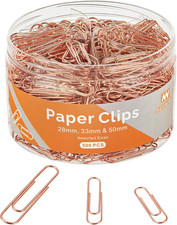 500Pcs Rose Gold Paper Clips Assorted Sizes Small, Medium and Large Paperclips f