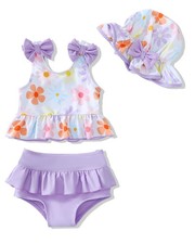 Toddler Girl Bathing Suit Infant Baby Girl Swimsuit 18-24 Month 2 Piece Purpl...