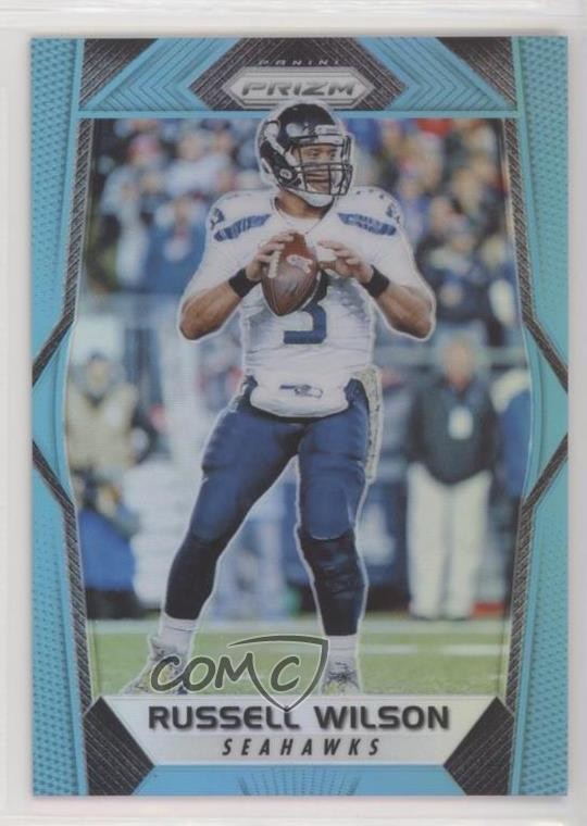 2017 Panini Prizm Light Blue Prizm 130/199 Russell Wilson #127 k5j