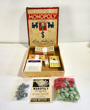 Parker Brothers Monopoly Vintage 1935 Game Set w/ Box, Money, Tokens, No Board