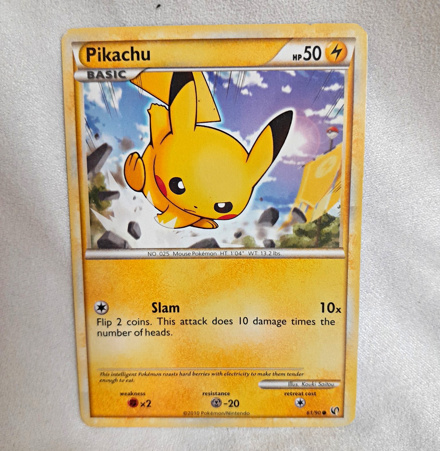 Pikachu 61/90 Undaunted 2010 English Common Regular Basic 50 HP Pokemon TCG