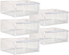 5 Pack Clear Zippered Storage Bags Clothes Closet Organizers Storage