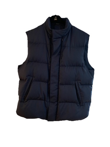 Ermenegildo Zenga Quilted Wool Navy Blue Down Vest Full zip 52R Italy 42 US - Picture 2 of 23