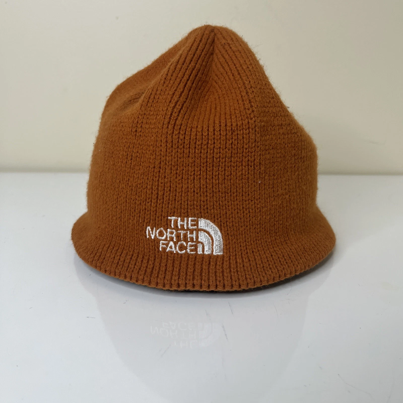 The North Face Orange Beanie W Fleece Trim Lining Outdoor Hat One Size Unisex