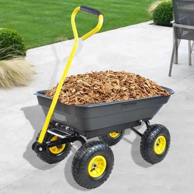 Garden Cart Heavy Duty Garden Dump Cart 300 Lbs Yard Wagon with 10'' Tires