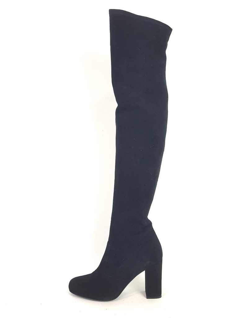 Stivali sopra il ginocchio Saint Laurent neri scamosciati elasticizzati OTK taglia 38 1 2