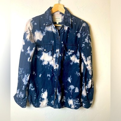 Current/Elliott Women's Chambray Tie-Dye Long Sleeve Shirt Size 1