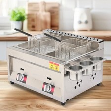 2X 8L Commercial LPG Gas Fryer Stainless Steel Catering Frying Tool Double Tank
