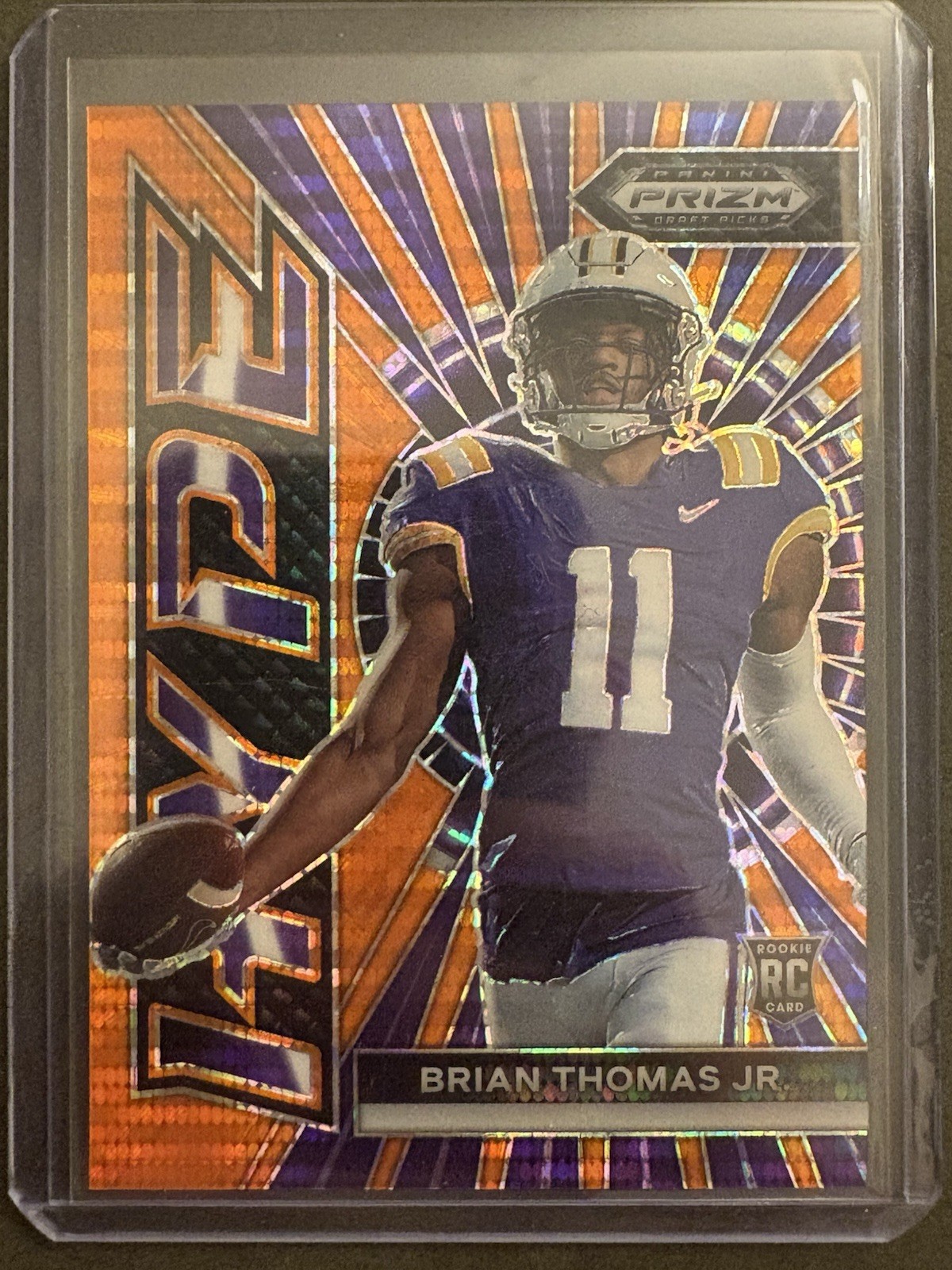 Brian Thomas Jr 2024 Prizm Draft Picks Hype Orange Pulsar 17/49