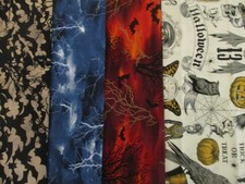 Cotton Quilt Fabric Halloween Lot 4 FQs Bats Alexander Henry Print