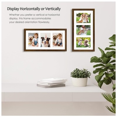 5x7 Collage Picture Frame Set - Solid Wood, Glass Cover