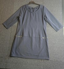 Next Navy Ribbed Dress Size 12 Knee Length Zip Pocket Smart Casual