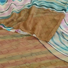 Sanskriti Vintage Sarees Multi Pure Georgette Silk Printed Sari 5Yd Craft Fabric