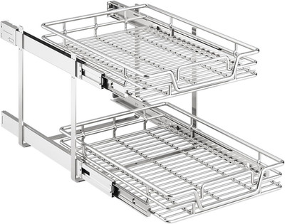 2-Tier Kitchen Cabinet Pull Out Shelf and Drawer Organizer Slide Out Pantry Stor