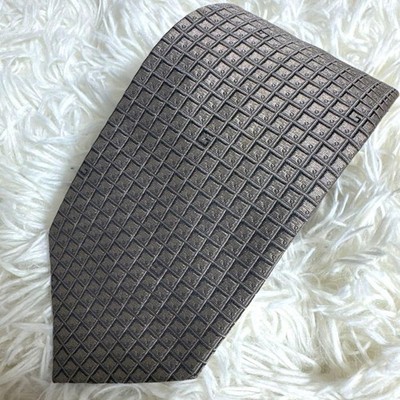 GUCCI Crest G Logo Geometric Square Silk Tie Bronze Brown Grey Business Formal
