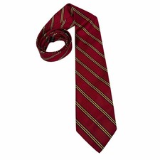 VTG Brooks Brothers 100 silk tie. Red with yellow, navy stripes. career