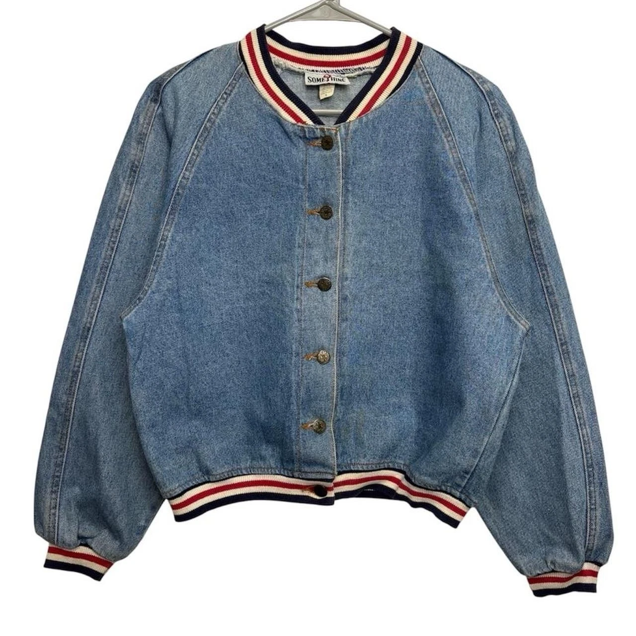 Vintage 70s Something? Americana Lightwash Raglan Sleeve Denim Bomber Jacket