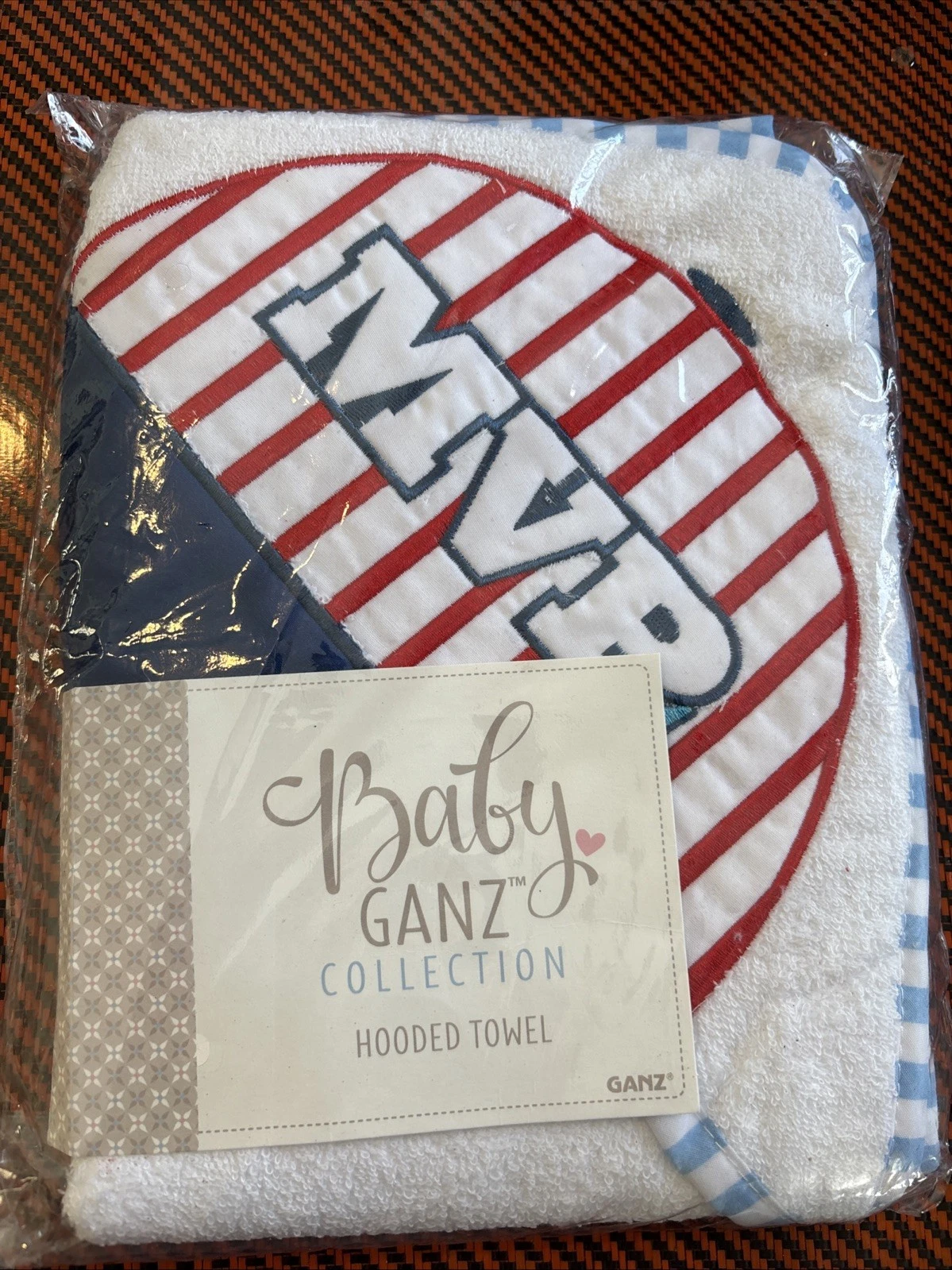 VTG Baby Ganz Collection Baby Newborn White MVP Hat Hooded Cloth Towel New