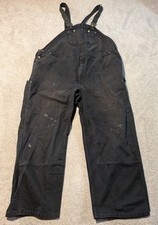 Carhartt Overalls Mens 50x30 Black R01 BLK Double Knee Bib Suspenders Work