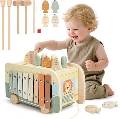 Premium XXL Holzspielzeug 7in1 Xylophon Hammerspiel Magnetisches Spielzeug Mega