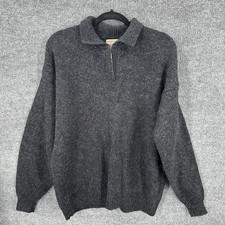 Vintage Woolrich Sweater Mens Large Quarter Zip Gray Wool Blend Long Sleeve USA