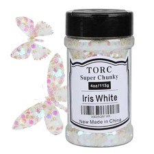 Iridescent White Chunky Glitter 4 Oz For Resin Crafts Nail Art Cosmetic 1/10