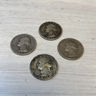 Washington Quarters 90% Silver Lot Of 4 1937, 1941, & 1942 (2)