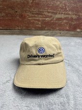 Vintage Volkswagen Drivers Wanted Hat Cap Strapback OSFM Tan Embroidered VW Logo