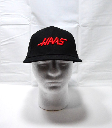 HAAS Baseball Cap Trucker Hat Adult Black Mesh Snapback Logo Nascar
