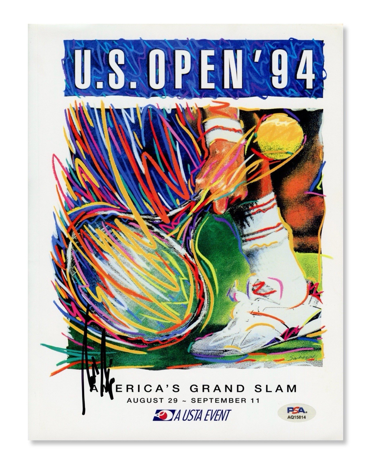 Andre Agassi Signed Autographed 1994 US Open Match Program PSA/DNA Authentic