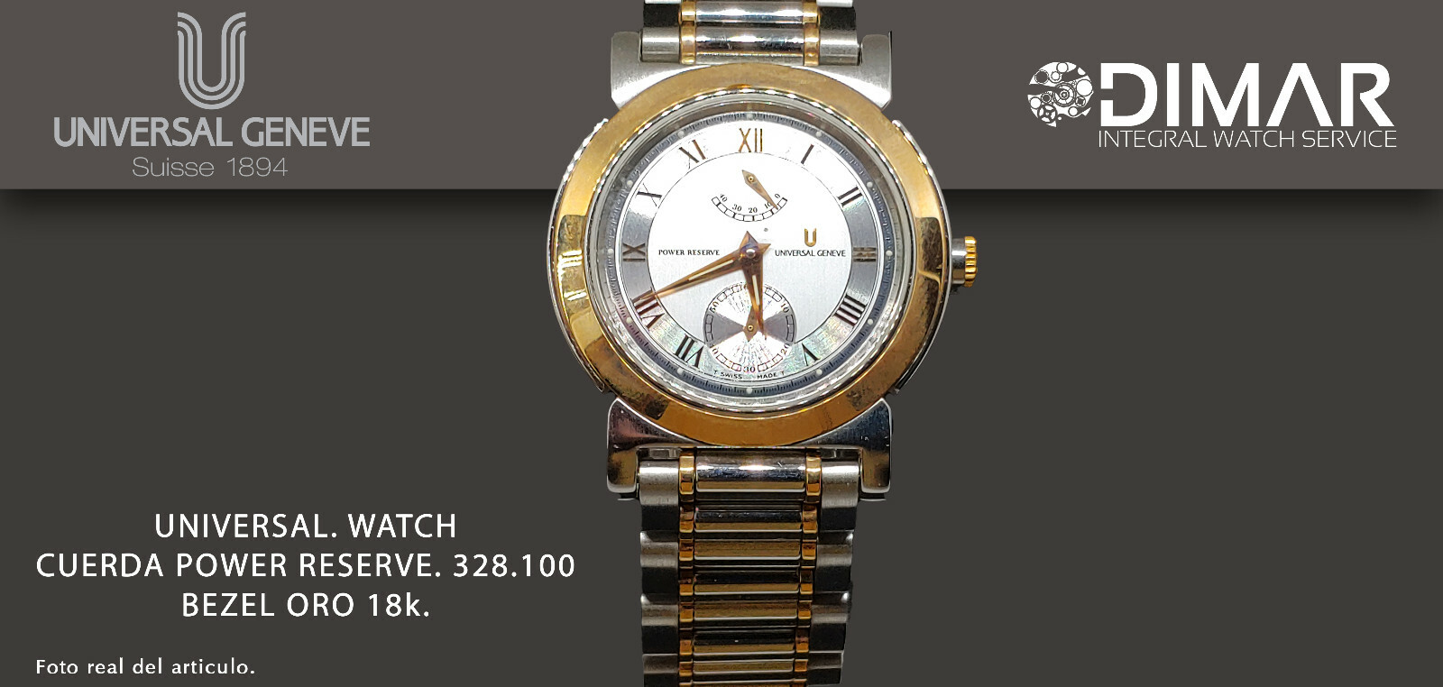 Vintage Universal Geneve Power Reserve 328.100, Bezel Gold 18K