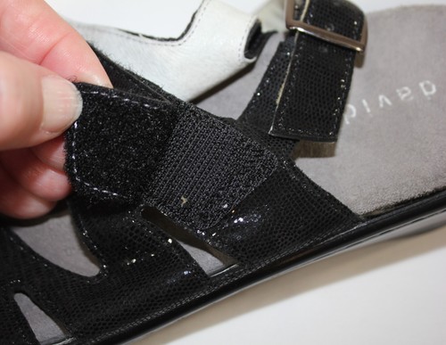 David Tate Damen-Sandalen schwarz seidiges Leder Riemen Größe 7,5 N Klettverschluss - Bild 5 von 9