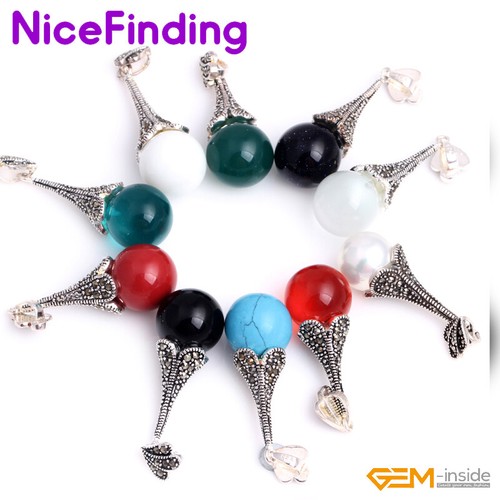 Assorted Gemstone Necklace Pendants Beads Marcasite Tibetan Silver Jewelry Gift - Picture 1 of 52