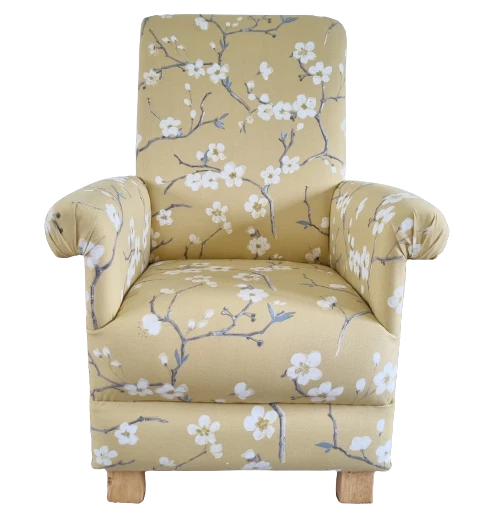 Mustard Chair Accent Prestigious Emi Fabric Adult Armchair Ochre Floral Bedroom