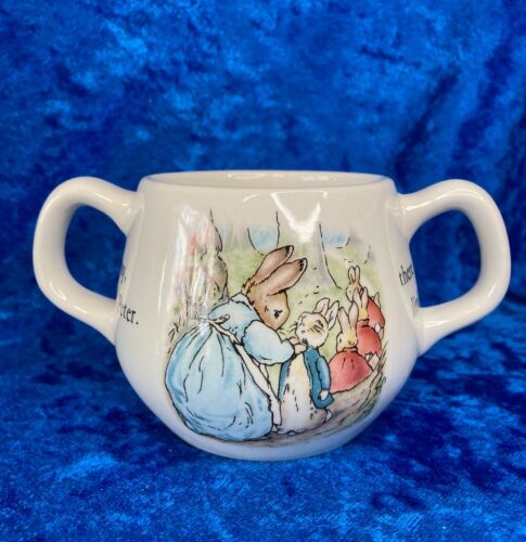 B POTTER Wedgwood PETER RABBIT Double Handle MUG Flopsy Mopsy Cottontail Peter - Photo 1/6
