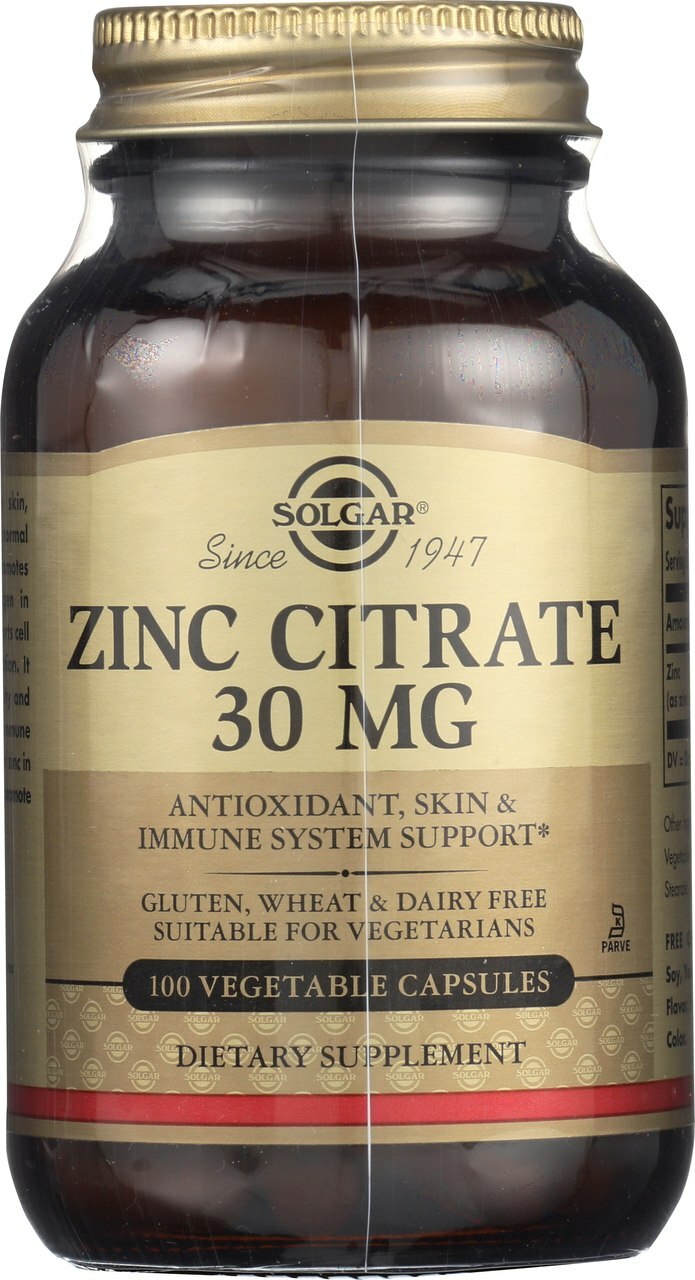 Solgar Zinc Citrate 30mg 100 Vegetable Capsules eBay