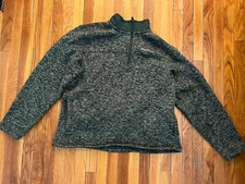 Eddie Bauer Sweater Mens XL Green 1/4 Zip Mock Neck Pullover Fleece Knit Outdoor
