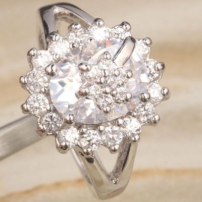 White Topaz Ring *SIZE 7.75* Wedding Engagement Promise - Silver - SPARKLY!!