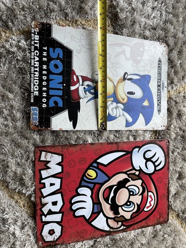 Super Mario Sonic Hedgehog Game Console Room Man Cave Wall Plaque Metal Sign - 第 2/4 張圖片