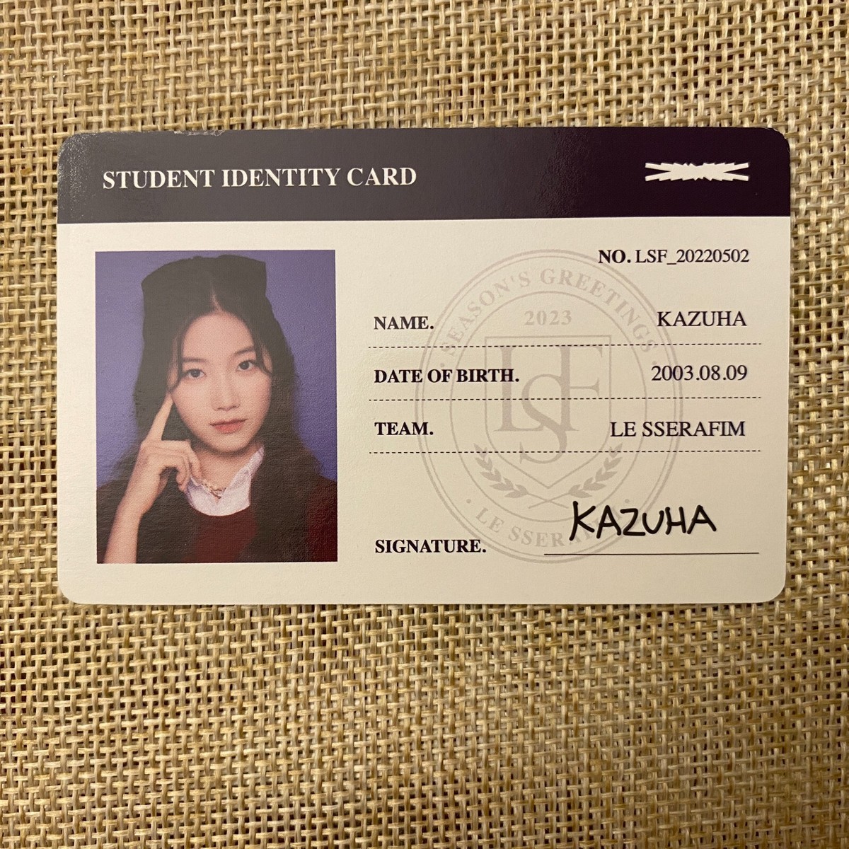 LE SSERAFIM KAZUHA [2023 Season's Greetings] Official ID Card