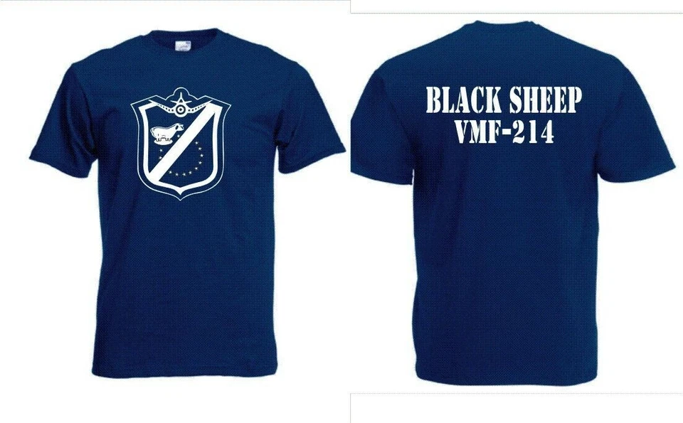 US Marines Fighter Black Sheep VMF-214 T-Shirt S-XXL WK2 Pacific Pappy Boyington - Bild 1 von 1