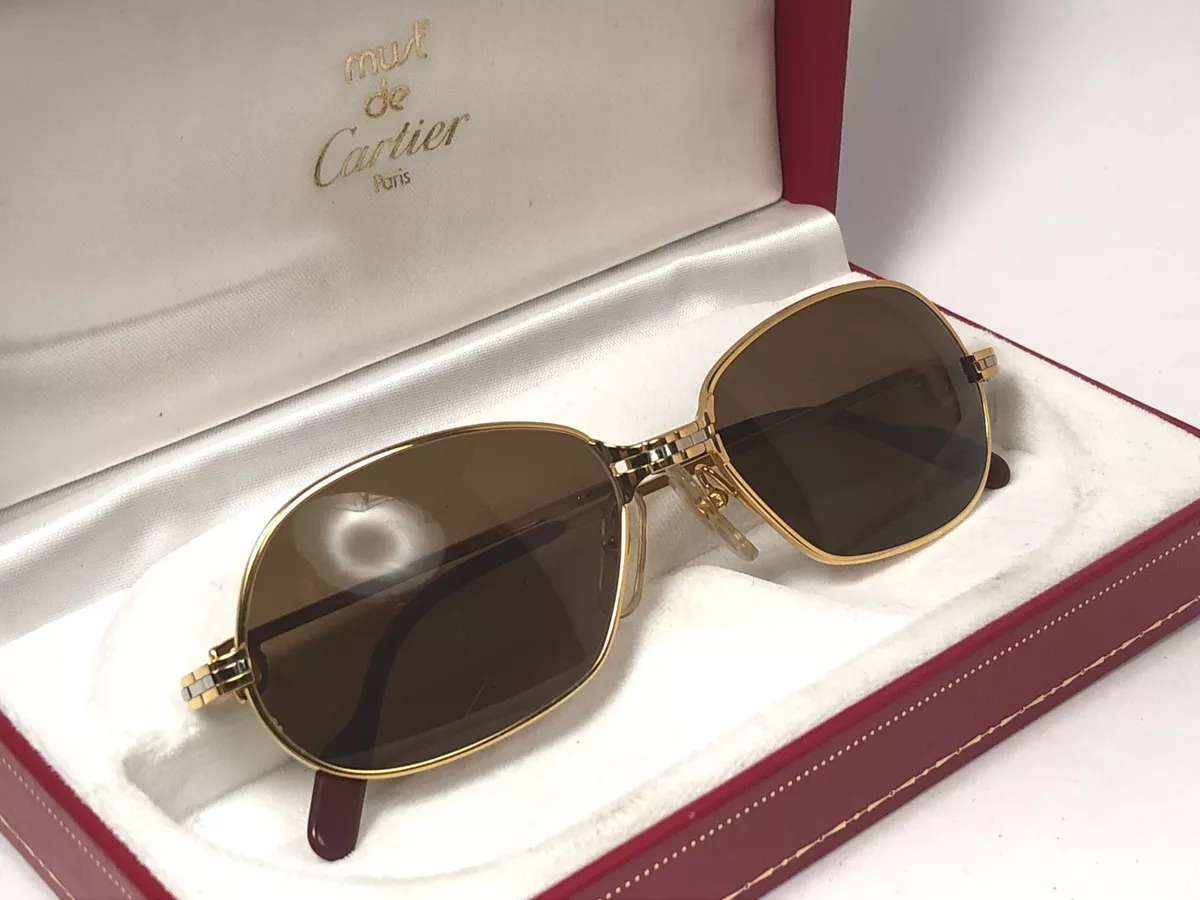 VINTAGE CARTIER PANTHERE GM 56 SMALL SUNGLASSES FRANCE 18K GOLD