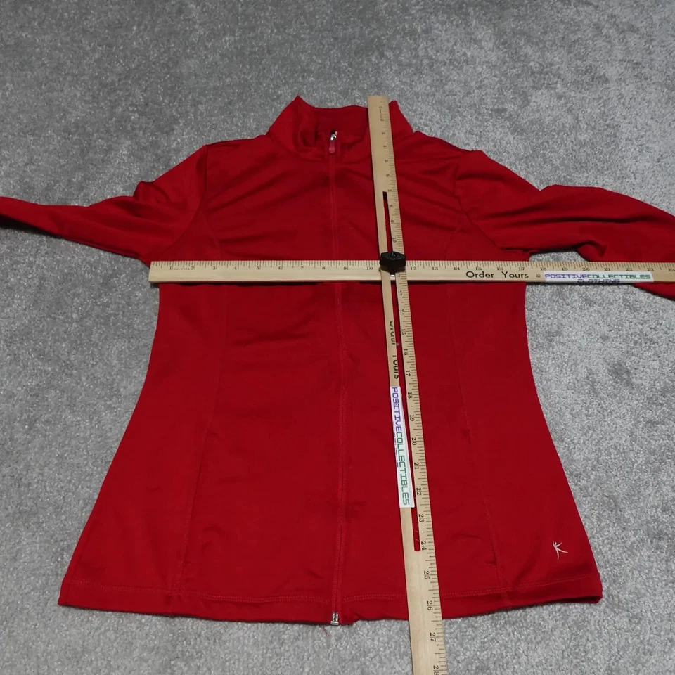 Danskin теперь полу облегающая куртка женщин M 8-10 красный полный молнии длинным рукавом - Изображение 4 из 4
