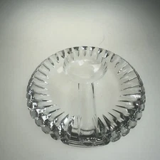 Vintage Crystal Cigar Ashtray  6” Across  Unmarked