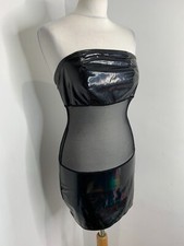 Ledapol strapless wet look dress M VGC party rave festival erotic mesh mini