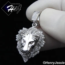 925 STERLING SILVER ICY BLING CUBIC ZIRCONIA SMALL LION KING HEAD PENDANT*SP185